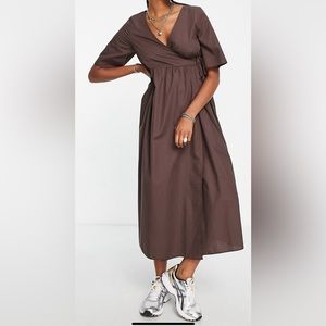 ASOS Design wrap smock midi dress